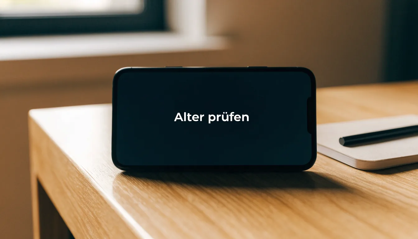 Ein Aktenordner ohne Beschriftung und ein Füllfederhalter liegen auf einem Schreibtisch vor einem Fenster.