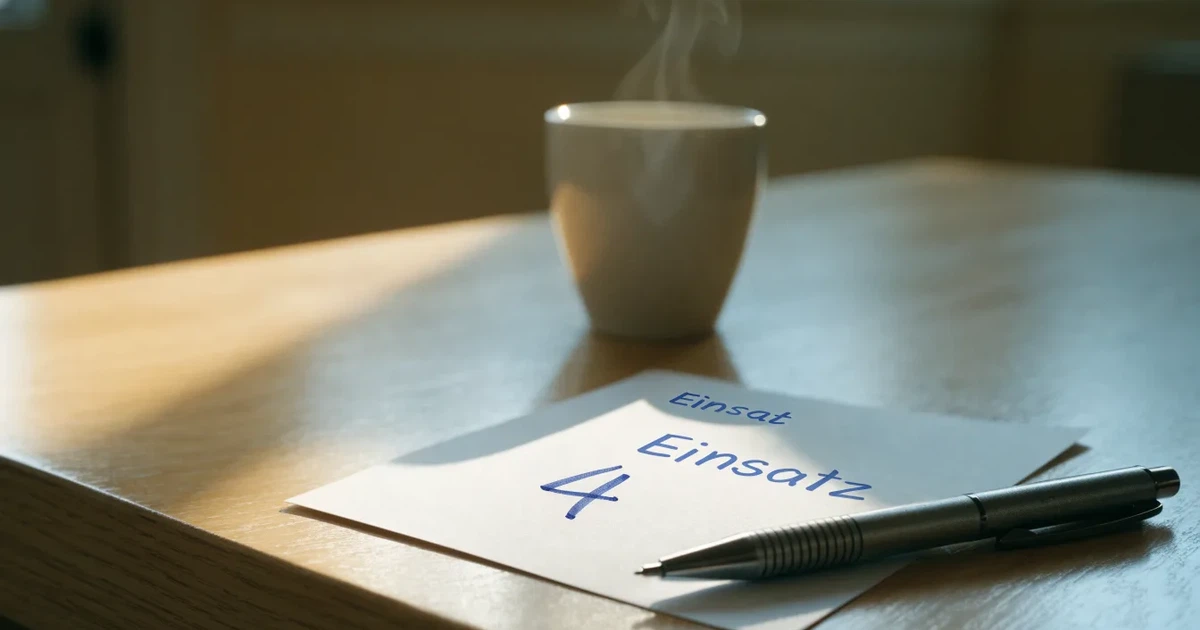 Ein leerer Papier-Wettschein liegt neben einem Kugelschreiber und einer Kaffeetasse auf einem hellen Holztisch, Tageslicht von links.