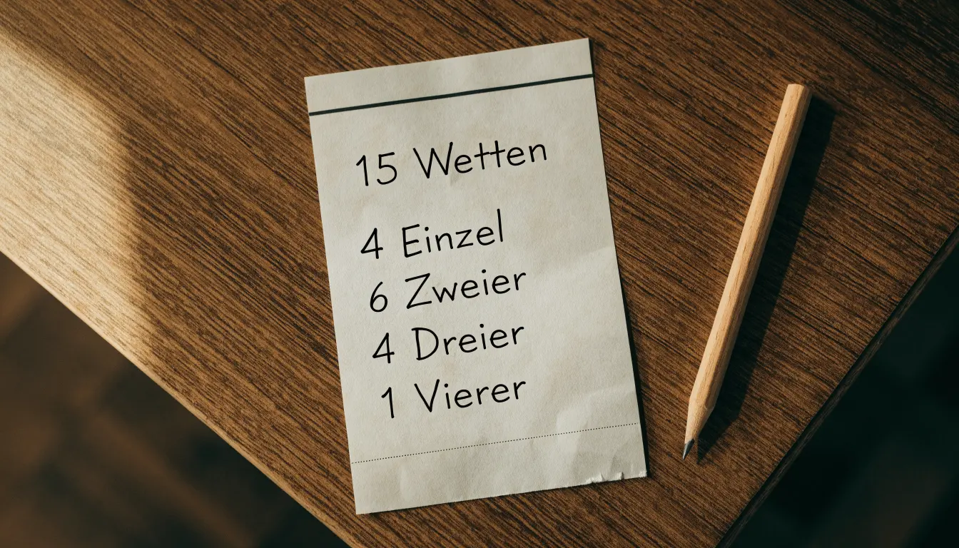 Ein Block mit handgezeichneten Pfeilen und ein Bleistift auf einem Holztisch, daneben eine Brille.