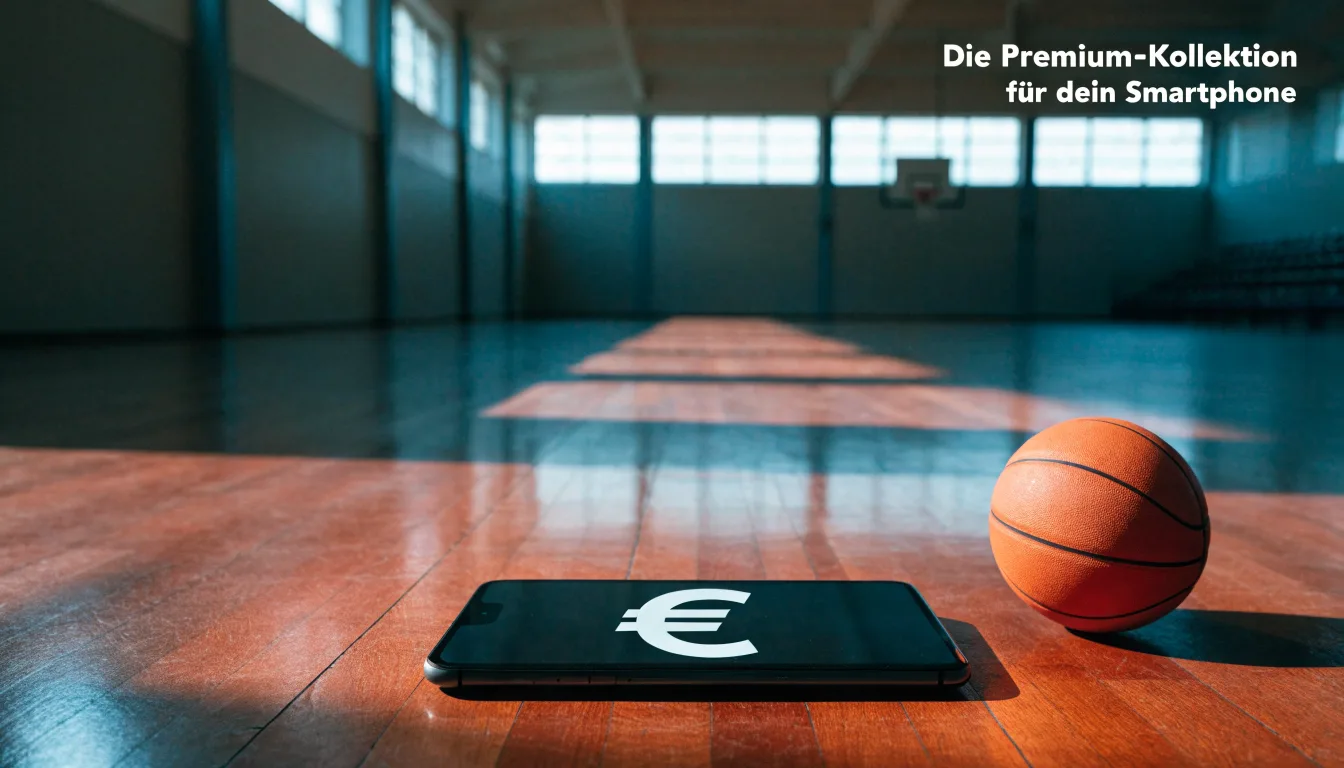 Ein Basketball liegt auf dem Parkett einer leeren Halle, Licht fällt durch hohe Fenster.