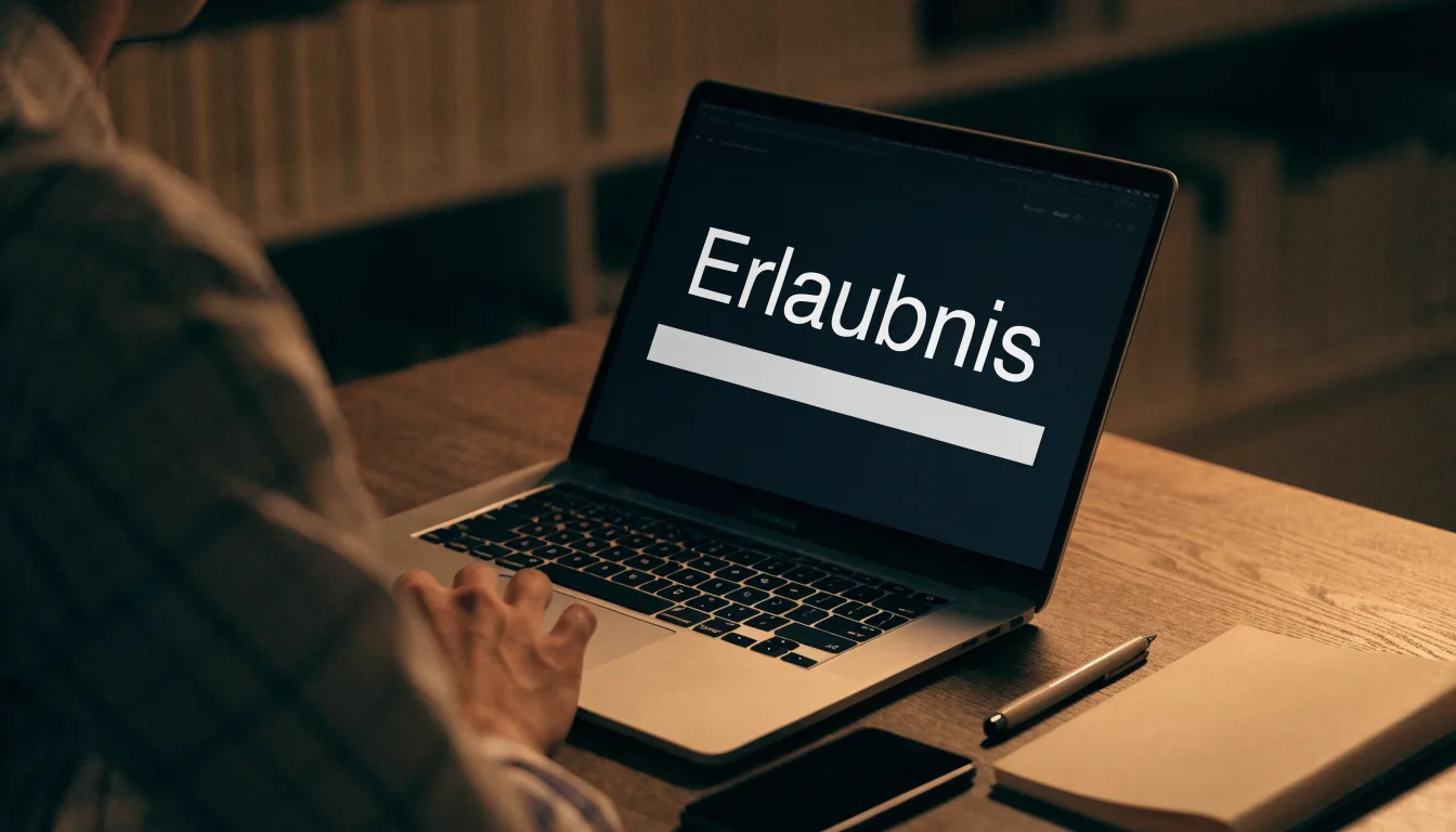 Eine Messingwaage steht auf einem dunklen Holztisch, dahinter eine unscharfe Regalwand mit geschlossenen Büchern.