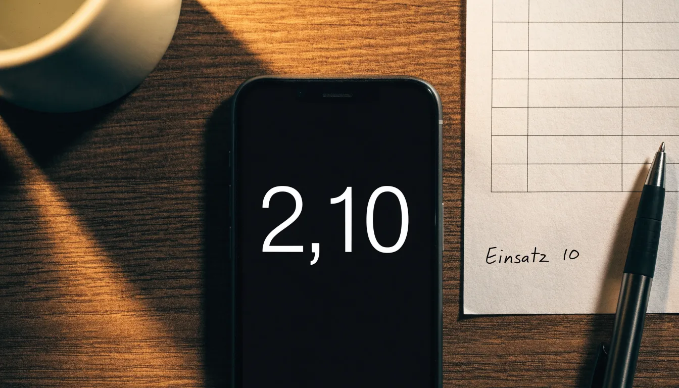 Ein Smartphone mit dunklem Display liegt neben einem leeren Papier-Wettschein und einem Stift auf einem Holztisch.