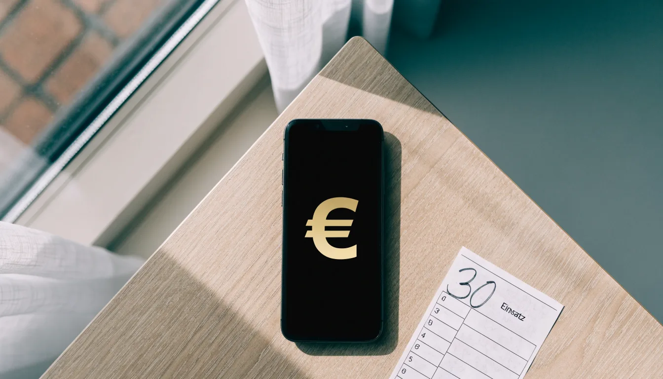 Ein Smartphone mit dunklem Display liegt neben einem leeren Papier-Wettschein auf einem Tisch am Fenster.