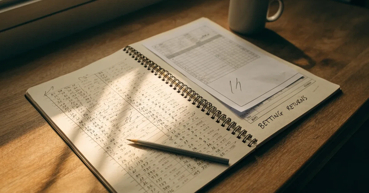 Ein aufgeschlagenes Notizbuch mit handgezeichneten Kurven und Strichen liegt neben einem Taschenrechner auf einem Schreibtisch im Morgenlicht.
